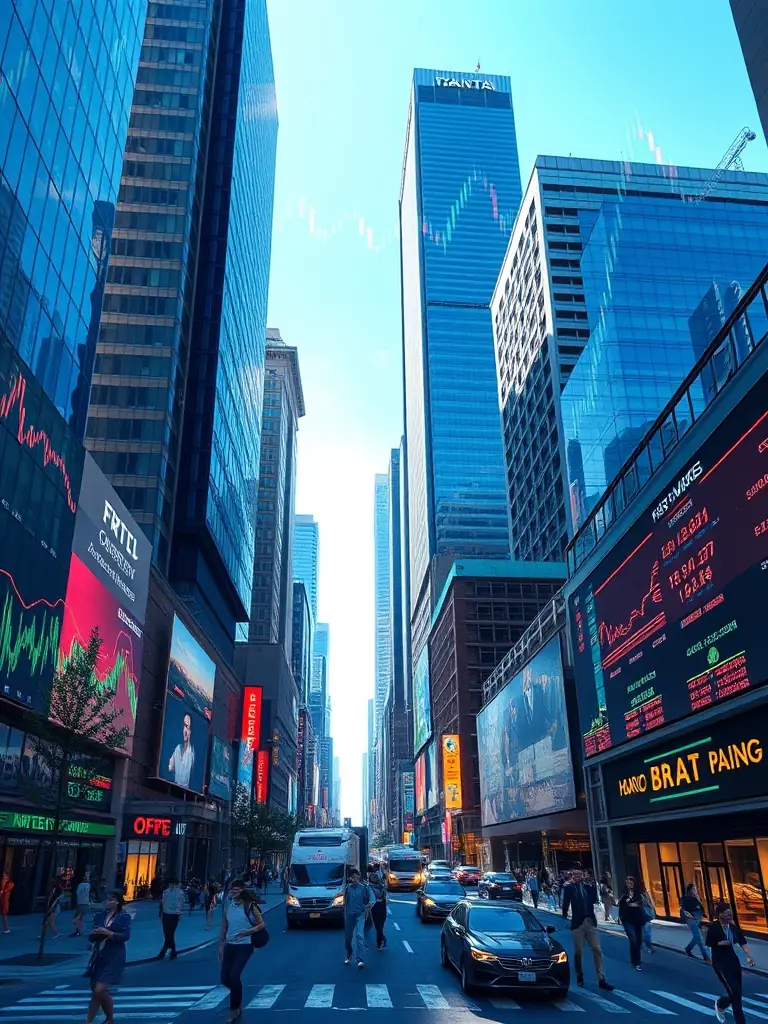 A futuristic cityscape with a focus on automated financial management, symbolizing the efficiency and convenience of robo-advisors.