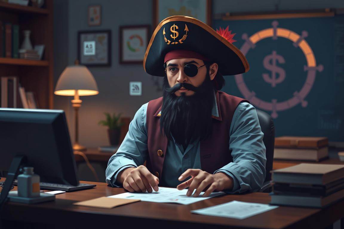 Pirate using AI tools to organize receipts, categories, and deductions for tax preparation.