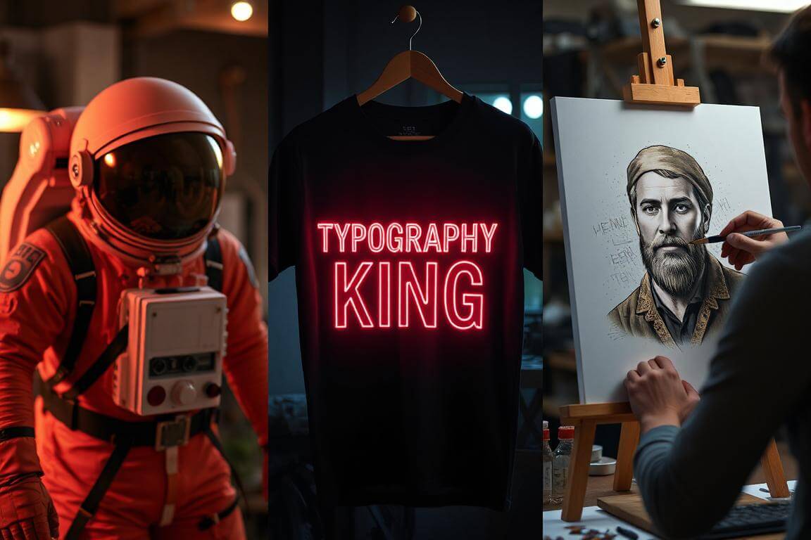 Comparison of Midjourney, Ideogram, and Leonardo AI for T-shirt design.