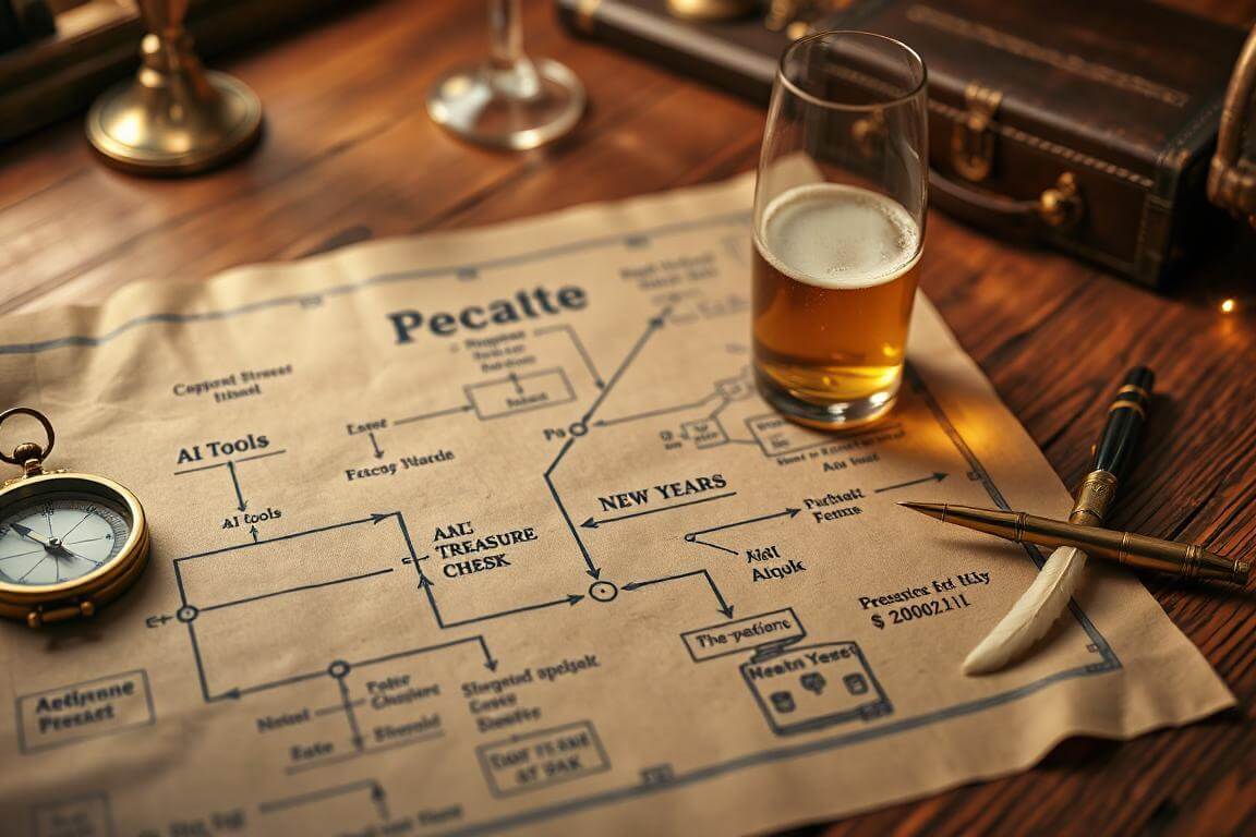 A blueprint on a desk showing the math to reach $100k/year with AI in 2026.