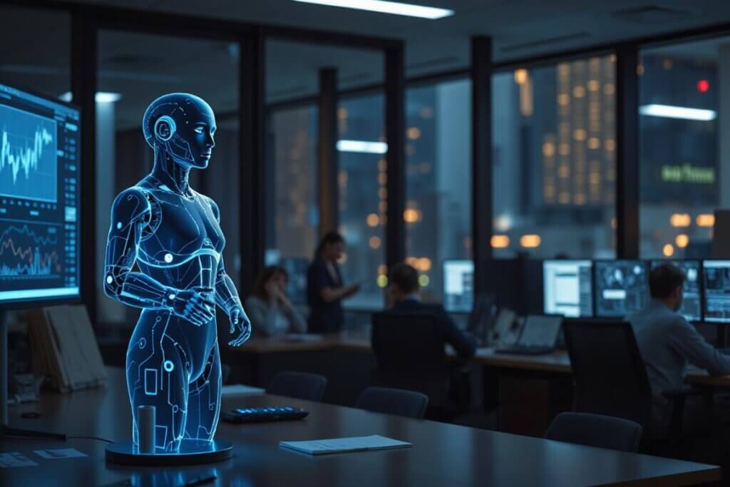 An AI agent analyzing stock market data.