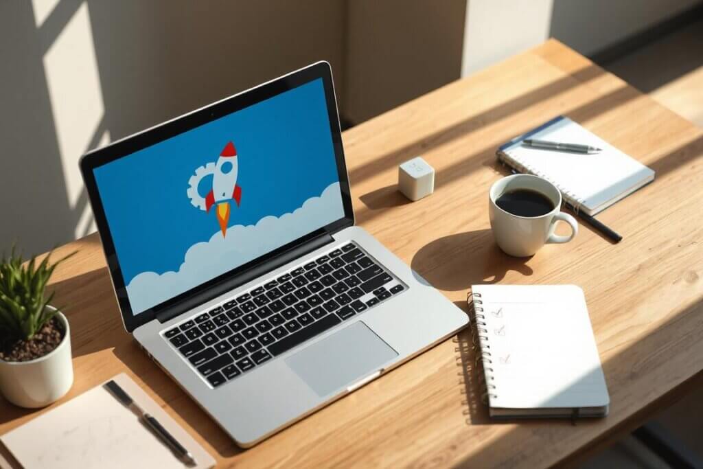 A laptop showing a successful Micro-SaaS launch.