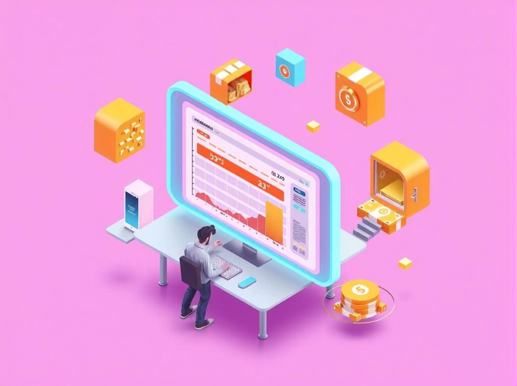 A high-tech spreadsheet tracking financial bonuses and unlocking bank vaults.